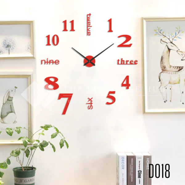 3D WALL CLOCK Red