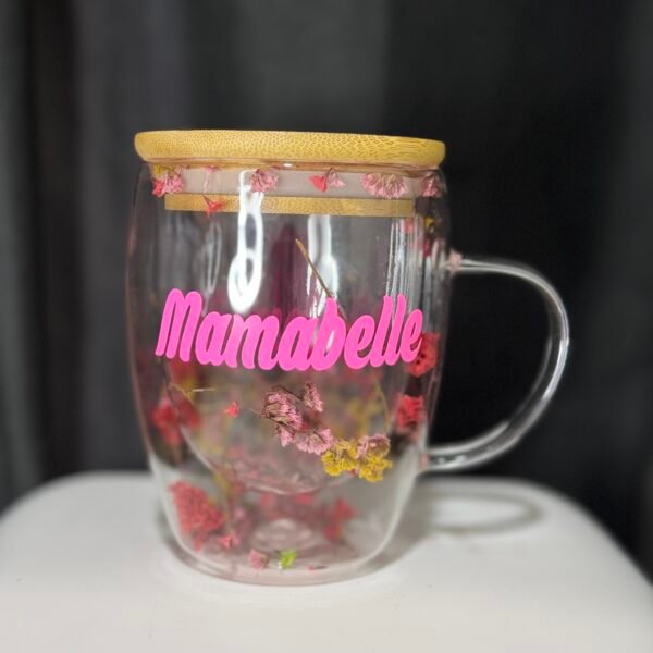 DOUBLE WALL MUG FLORAL NAME