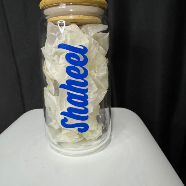 PERSONALISED GLASS CAN WITH NAME